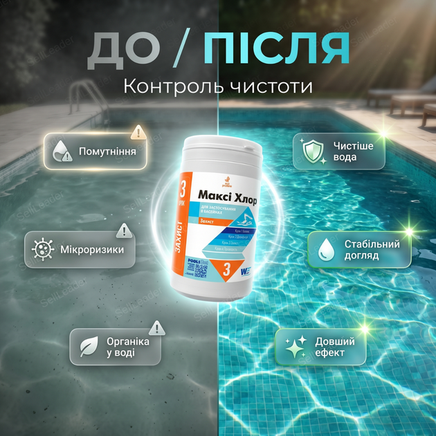 Таблетки хлора для бассейна Макси Хлор 1,2 кг по 200 г медленный хлор трихлор дезинфекция очистка воды - изображение 6