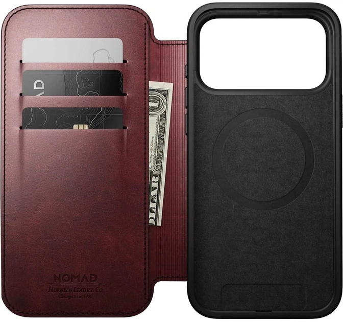Etui z klapką Nomad Modern Leather Folio na iPhone 17 Pro Max Burgundia (856504011826) - obraz 3