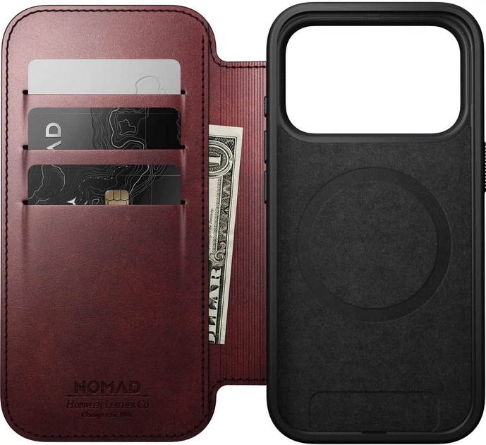 Etui z klapką Nomad Modern Leather Folio na iPhone 17 Pro Burgundia (856504011833) - obraz 3