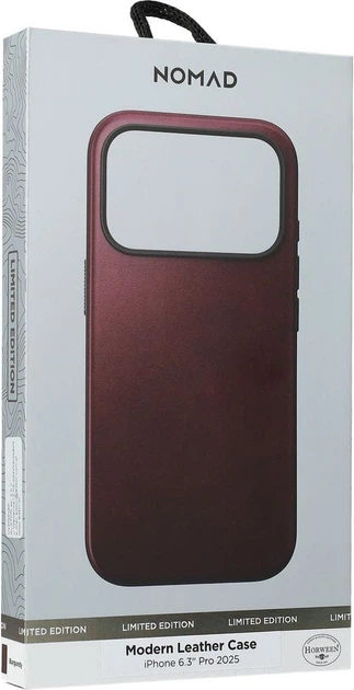 Etui Nomad Modern Leather Case Horween na iPhone 17 Pro Burgundia (856504011857) - obraz 3