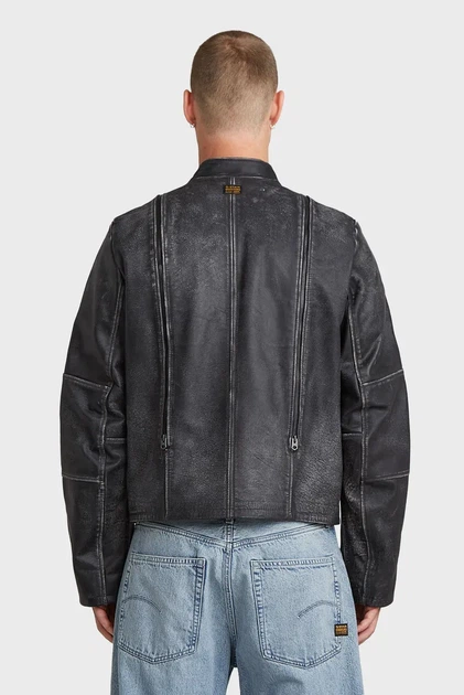 Чоловіча темно-сіра шкіряна куртка Leather Blouson G-Star RAW M D26931,E082 - Фото 3 Чоловіча темно-сіра шкіряна куртка Leather Blouson G-Star RAW M D26931,E082 - зображення 3