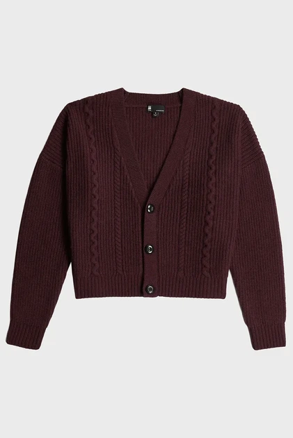 Жіночий бордовий шерстяний кардиган Cable G-Star RAW S D27729, D770 - зображення 6