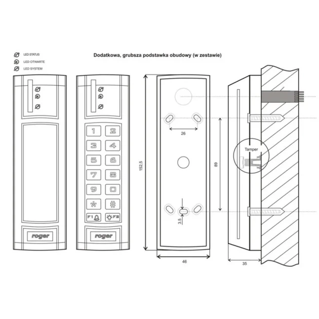Зчитувач контролю доступу Roger безконтактний PRT12EM (5907608962462) - зображення 3