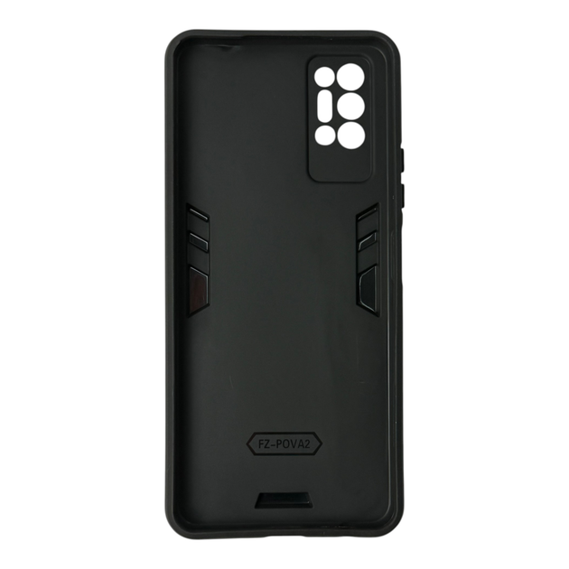 Чехол для телефона Tecno POVA 2 (LE7n) бронированный с магнитным кольцом и защитой камеры черный - Фото 2 Чехол для телефона Tecno POVA 2 (LE7n) бронированный с магнитным кольцом и защитой камеры черный - изображение 2
