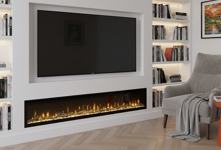 Электрокамин с обогревом Dimplex Ignite Evolve 100 (EVO2500) с дровами, кристаллами стекла, цветами пламени и подсветкой наполнения, WiFi управление, размер 2576x419x152 + Подарок! Увлажнитель воздуха - изображение 9