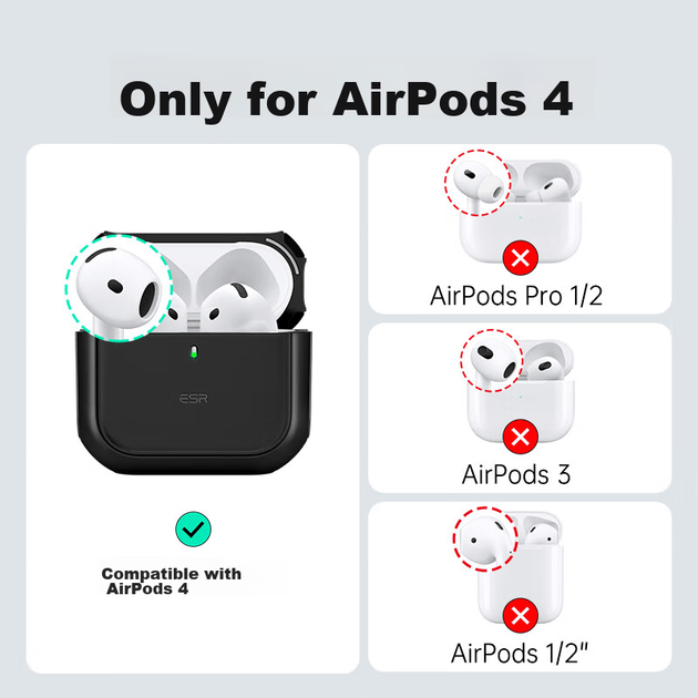 Чехол ESR для AirPods 4 защитный MagSafe, черный - Фото 5 Чехол ESR для AirPods 4 защитный MagSafe, черный - изображение 5