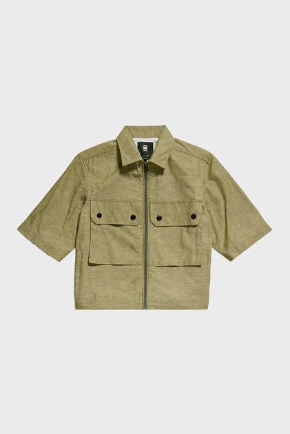 Жіноча оливкова сорочка cropped shirt G-Star S D22914,D123 - изображение 4