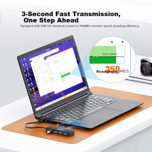 USB-концентратор Acer USB 3.0, высокоскоростной док-станция расширения с 4 портами, совместимая с настольными компьютерами и ноутбуками, многопортовый преобразователь, удлинительный кабель длиной 1,5 метра. - изображение 4