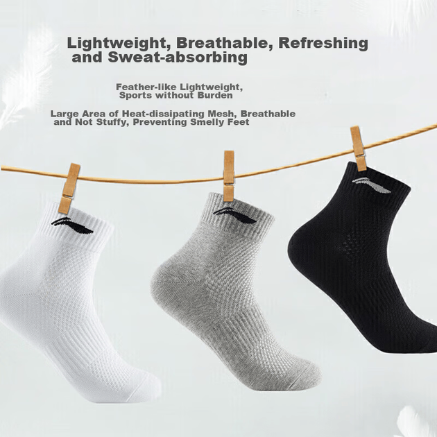 Носки Li-Ning унисекс баскетбольные хлопковые антибактериальные, серые, 6 пар, размер 38-44 - изображение 14