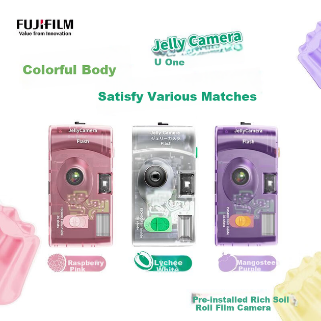 FUJIFILM Jelly Camera, плівкова камера C400, желеподібна камера, може зробити 36 фотографій, малиново-рожевий - зображення 5