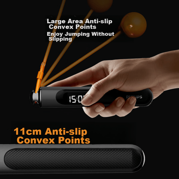 Feilipu Smart Jump Rope, бездротова скакалка для дорослих, фітнес для схуднення, спалювання жиру, спеціалізована зважена скакалка з підрахунком 3703D, зоряно-сірий колір - зображення 3