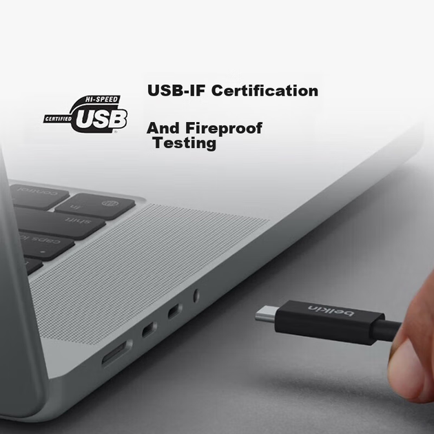 BELKIN Thunderbolt Expansion Screen Mirroring USB4 Full-Function Data Cable, 1.2 Meters Compatible with Thunderbolt 3, Transmitting 4K@60Hz, Type-C Cable, 240W Fast Charge, 20 Gbps - Фото 10 BELKIN Thunderbolt Expansion Screen Mirroring USB4 Full-Function Data Cable, 1.2 Meters Compatible with Thunderbolt 3, Transmitting 4K@60Hz, Type-C Cable, 240W Fast Charge, 20 Gbps - изображение 10