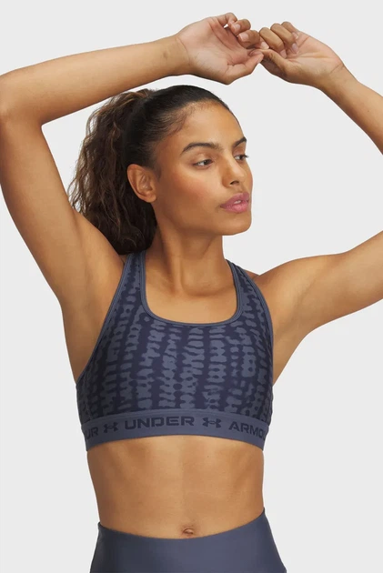 Жіночий темно-сірий топ із візерунком Crossback Mid Print Under Armour MD 1361042-044 - зображення 2