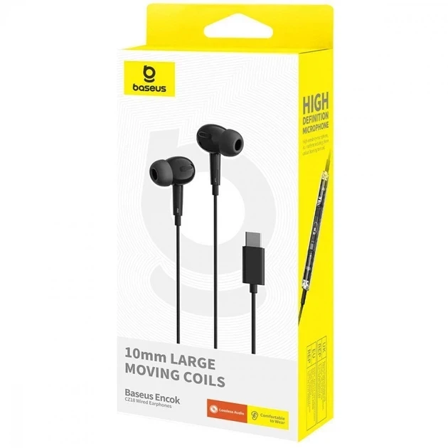 Наушники Baseus Encok CZ18 Type-C Wired Earphones A00170100113-Z1 Black - Фото 2 Наушники Baseus Encok CZ18 Type-C Wired Earphones A00170100113-Z1 Black - изображение 2