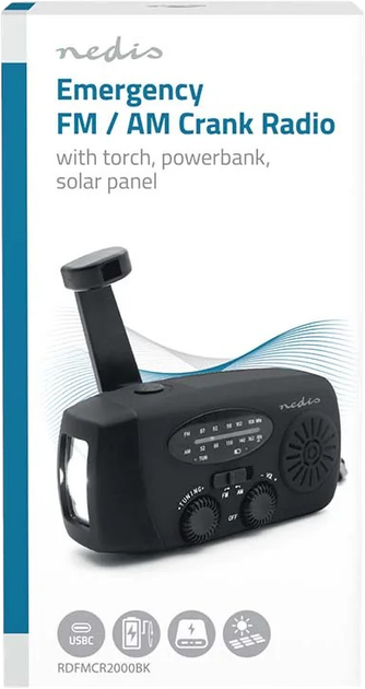 Радіо на сонячній батареї Nedis AM / FM Black (RDFMCR2000BK) - зображення 2