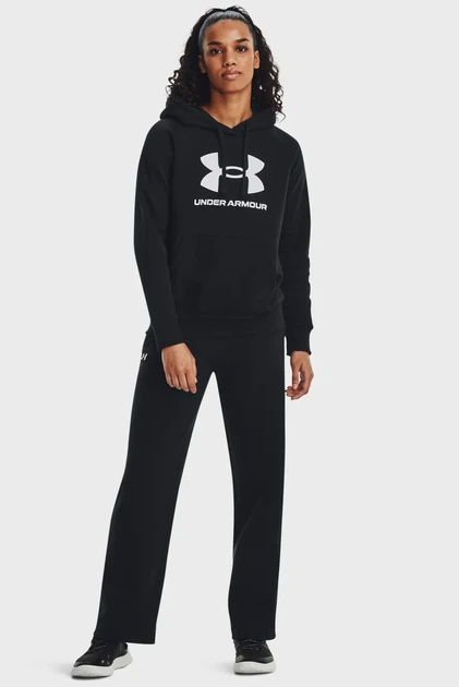 Жіноче чорне худі UA Rival Fleece Big Logo Hdy Under Armour XL 1379501-001 - изображение 2