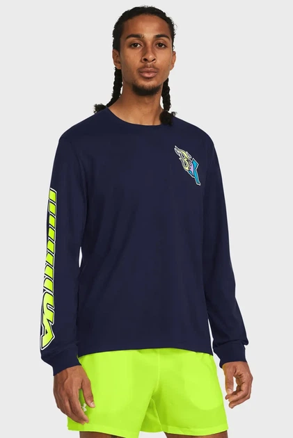Чоловічий темно-синій лонгслів UA RUN ANYWHERE Under Armour M 1384195-410 - Фото 2 Чоловічий темно-синій лонгслів UA RUN ANYWHERE Under Armour M 1384195-410 - зображення 2