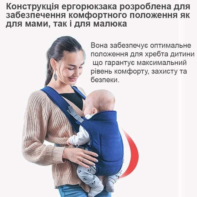 Ерго-рюкзак для новонароджених Baby Carriers Синій - Фото 3 Ерго-рюкзак для новонароджених Baby Carriers Синій - зображення 3