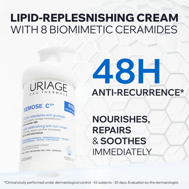 Uriage Xemose C8+ Lipid Replenishing Anti-Irritation 400 мл Липидовосстанавливающий успокаивающий крем от раздражений для сухой и атопической кожи - изображение 3