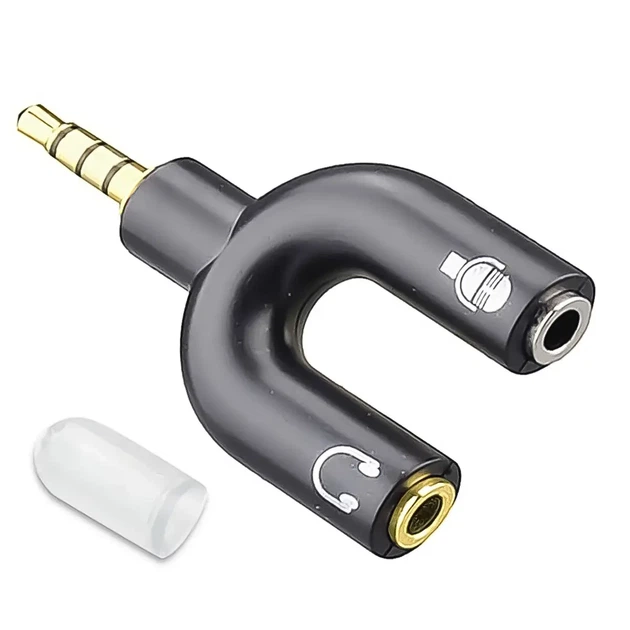 Разветвитель для наушников и микрофона 3,5 мм Jack 3-pin на 4-pin аудиоадаптер, сплиттер, черный - изображение 2