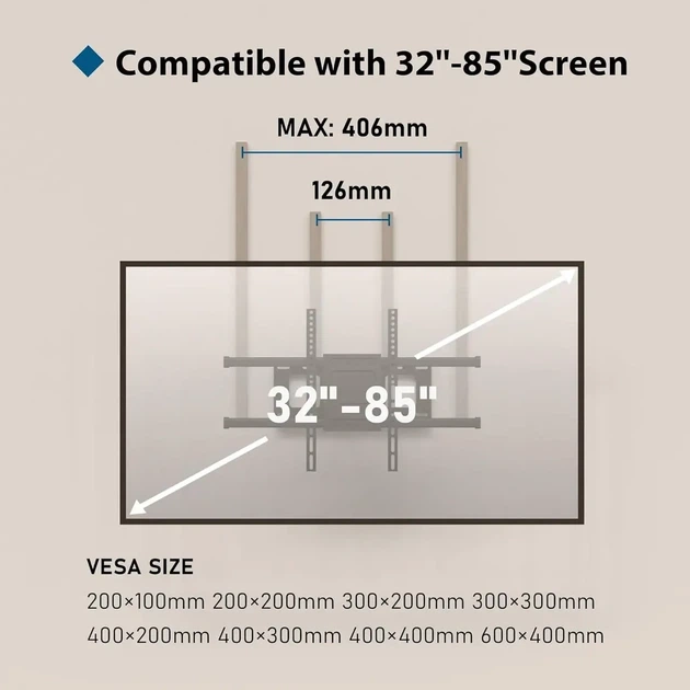 Кронштейн BONTEC CT-135B для телевизоров 32-85 дюймов (макс.VESA 600x400, до 60 кг) - Фото 2 Кронштейн BONTEC CT-135B для телевизоров 32-85 дюймов (макс.VESA 600x400, до 60 кг) - изображение 2