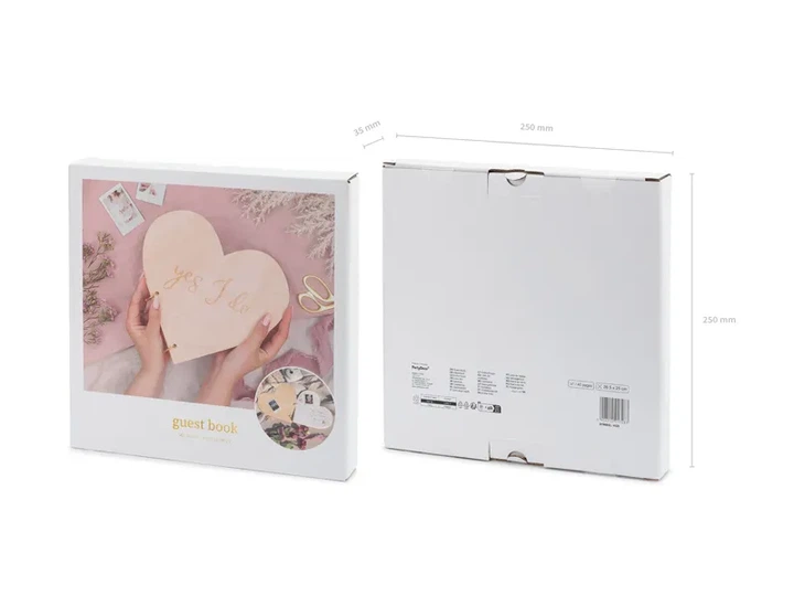 Дерев'яна книга гостей PartyDeco Серце Yes, I do 26,5 x 25 см (KG9) (5904555017283) - зображення 3