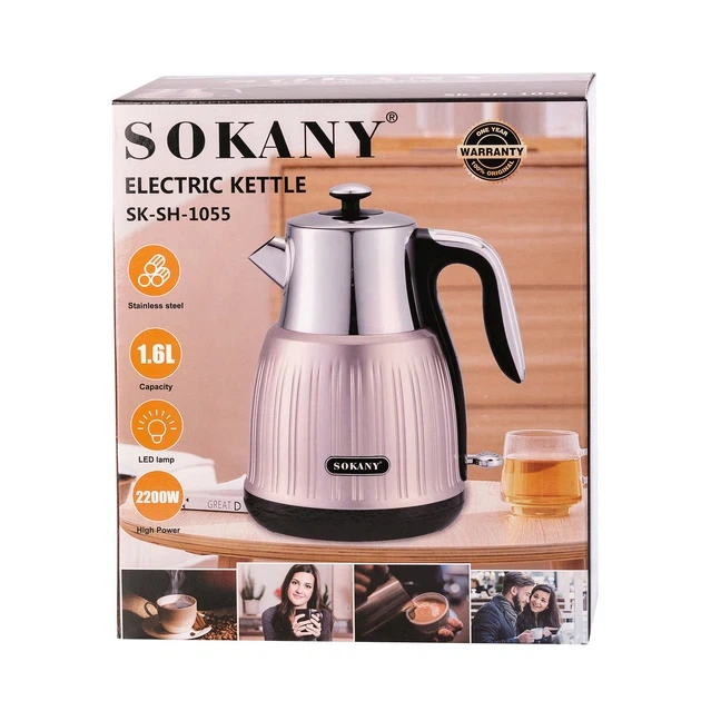 Электрочайник Sokany SK-SH-1055 розовый металлик 1.6 л нержавеющая сталь (107-80-SKSH1055) - изображение 4