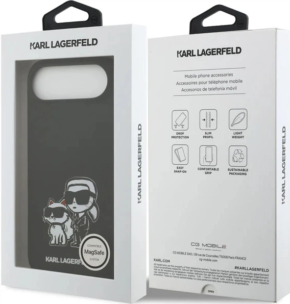 Панель Karl Lagerfeld Liquid Silicone K&CH Sketch MagSafe для Apple iPhone Air Black (KLHMP17MSKCGRGOK) - зображення 3