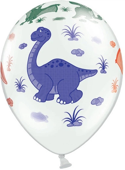 Balony PartyDeco Dinozaury Pastel pure 30 cm Białe 50 szt (5901157492234) - obraz 3