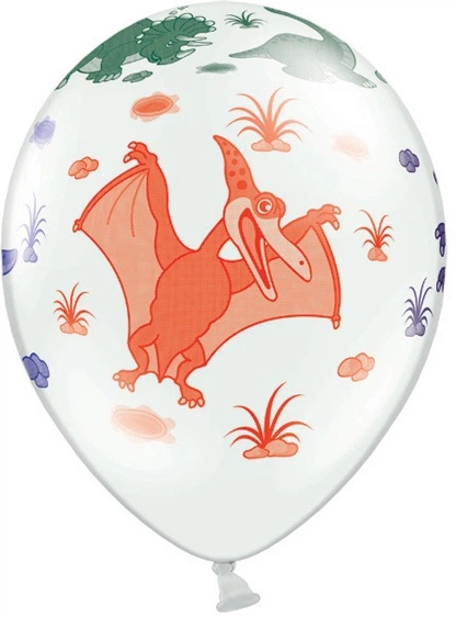 Balony PartyDeco Dinozaury Pastel pure 30 cm Białe 50 szt (5901157492234) - obraz 4