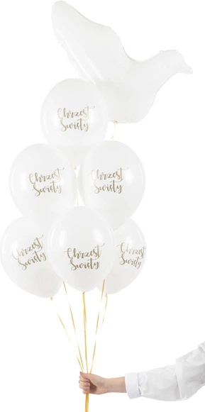 Повітряні кульки PartyDeco Pastel Pure Хрещення 30 см Білі 50 шт (5900779196995) - зображення 3