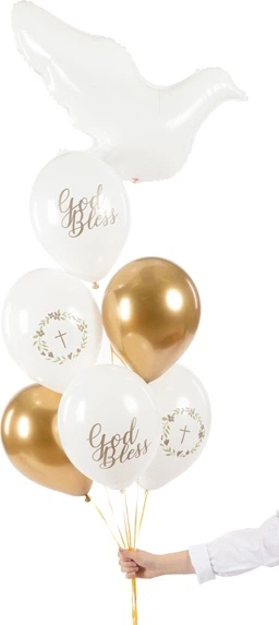 Повітряні кульки PartyDeco Pastel Pure God Bless 30 см Білі 50 шт (5900779197008) - зображення 3