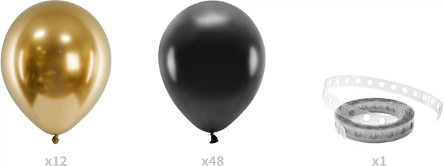 Girlanda balonowa PartyDeco 200 cm Czarno-złota 60 szt (5900779175921) - obraz 3