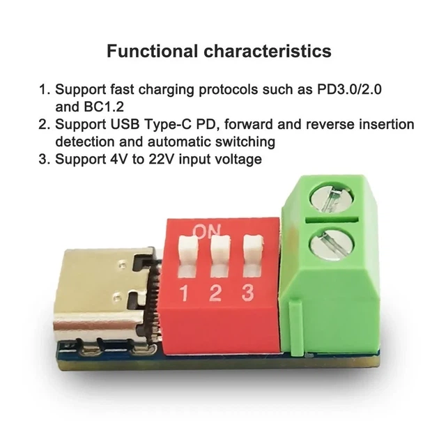 Плата быстрой зарядки USB-C триггер 5/9/12/15/20V Power Delivery/Quick Charge - Фото 6 Плата быстрой зарядки USB-C триггер 5/9/12/15/20V Power Delivery/Quick Charge - изображение 6