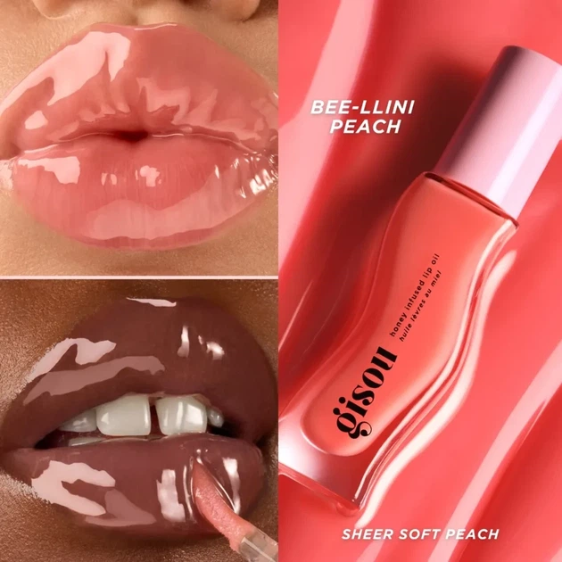 Увлажняющее масло для губ Gisou Honey Infused Lip Oil Bee-llini Peach 8 мл - изображение 5