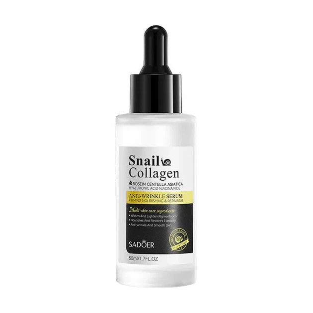 Сироватка з муцином равликова та колагеном проти зморшок Sadoer Snail Collagen Anti-Wrinkle Essence 50 мл (6942349709692) - Фото 2 Сироватка з муцином равликова та колагеном проти зморшок Sadoer Snail Collagen Anti-Wrinkle Essence 50 мл (6942349709692) - зображення 2