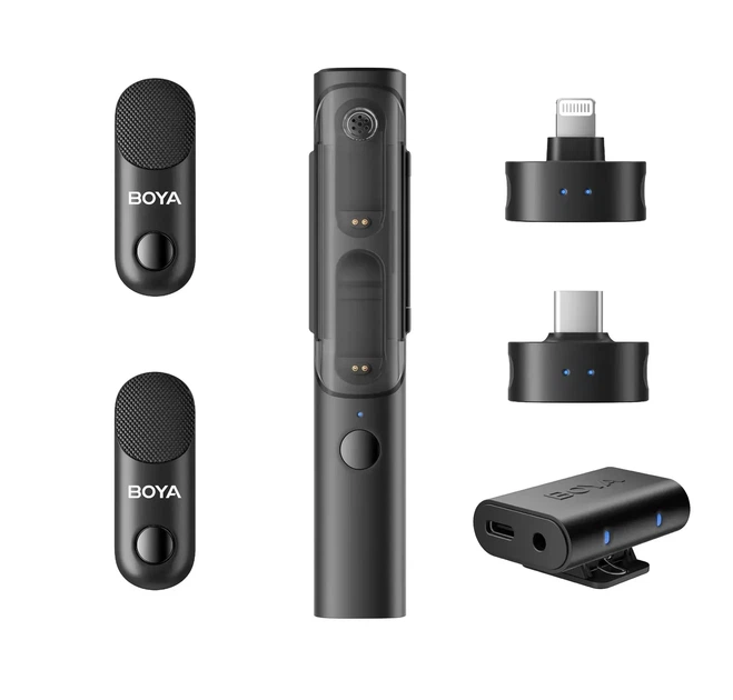 Бездротовий петличний мікрофон BOYA MAGIC-02 Lightning /USB Type-C/ 3.5 mm з кейсом, AI шумозаглушенням для блогів та відеозйомки - зображення 3