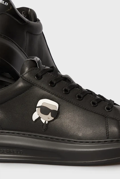 Чоловічі чорні шкіряні снікерси KAPRI MENS Karl Lagerfeld 42 KL52530N - зображення 2