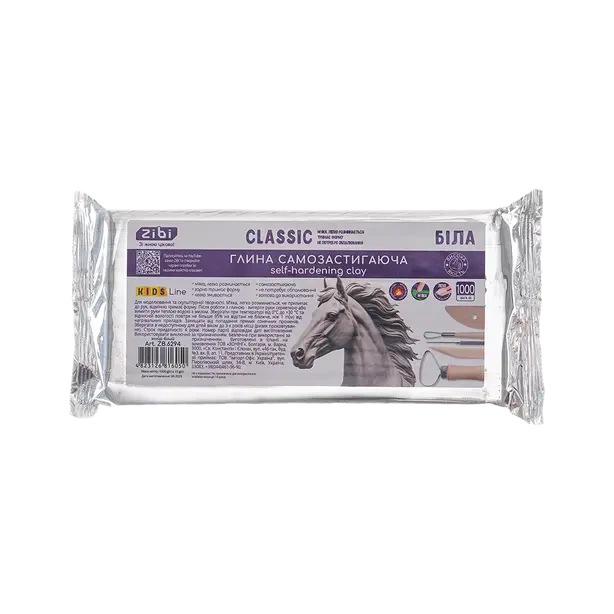 Глина Zibi Classic самозастигаюча 1кг біла (ZB.6294) - Фото 1 Глина Zibi Classic самозастигаюча 1кг біла (ZB.6294) - изображение 1
