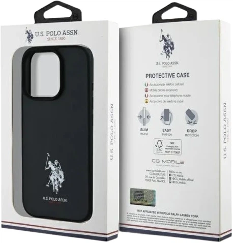 Etui U.S. Polo Leather Embroidered DH Color USHCP15XPGEK do iPhone 15 Pro Max Czarne (3666339386146) - obraz 3