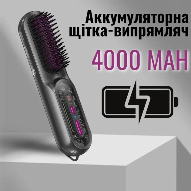 Беспроводная щетка-выпрямитель Hoco HP45 3 режима, 4000 мАч. Расческа-выравниватель керамическое покрытие. - Фото 2 Беспроводная щетка-выпрямитель Hoco HP45 3 режима, 4000 мАч. Расческа-выравниватель керамическое покрытие. - изображение 2