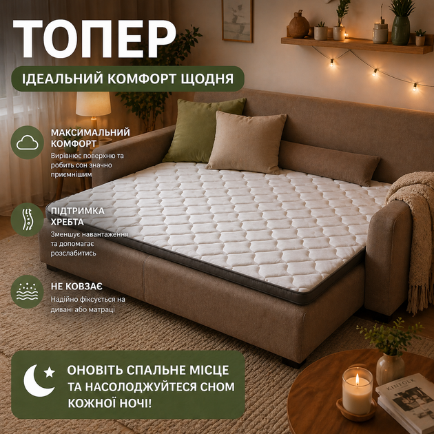 Тонкий матрац-топер Smart Mattresses Dynamic Comfort полуторний 130x190 см - Фото 1 Тонкий матрац-топер Smart Mattresses Dynamic Comfort полуторний 130x190 см - зображення 1
