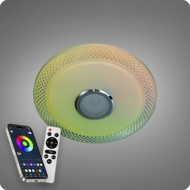 Люстра світлодіодна 517 Dlight RGB з пультом і колонкою 70Вт Білий (02166) - зображення 3