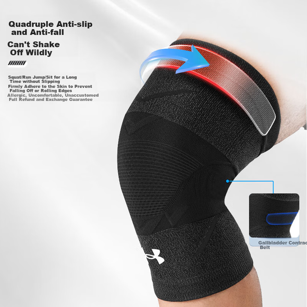 Наколенник Under Armour спортивный медицинский, для поддержки мениска, темно-серый, размер M - Фото 6 Наколенник Under Armour спортивный медицинский, для поддержки мениска, темно-серый, размер M - изображение 6