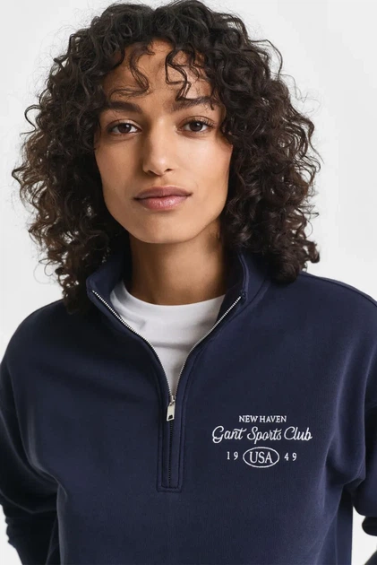 Жіноча темно-синя кофта GRAPHIC HALF ZIP SWEAT Gant M 4204215 - Фото 2 Жіноча темно-синя кофта GRAPHIC HALF ZIP SWEAT Gant M 4204215 - изображение 2