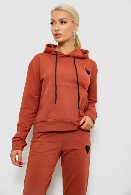 Спортивний костюм жіночий двонитка, колір теракотовий, 214R1419-004 розмір L - зображення 6