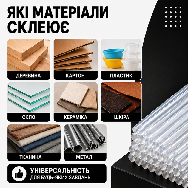 Комплект стержней силиконовых высокой вязкости в клеевой пистолет 7мм 1кг в упаковке 87-91шт стержни для термопистолета - Фото 3 Комплект стержней силиконовых высокой вязкости в клеевой пистолет 7мм 1кг в упаковке 87-91шт стержни для термопистолета - изображение 3