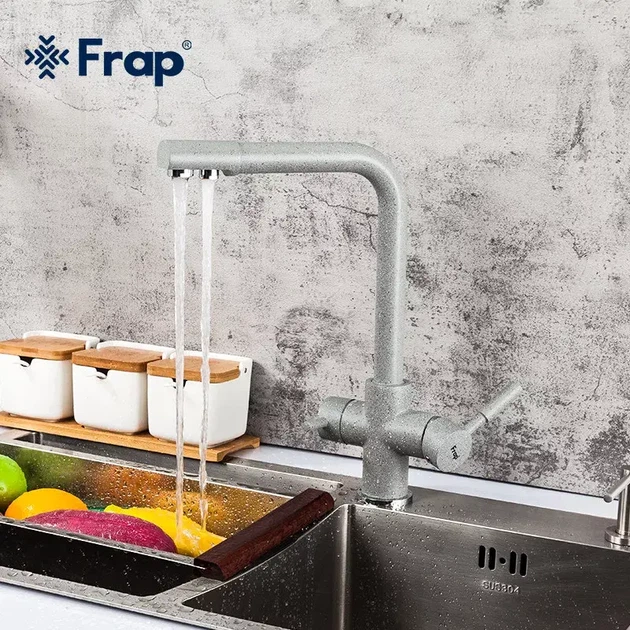 Змішувач для кухні Frap F4352-22 з підключенням фільтру, сірий - зображення 2