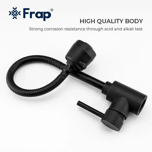 Смеситель для кухни Frap F40993-6 с гибким изливом, черный - изображение 4