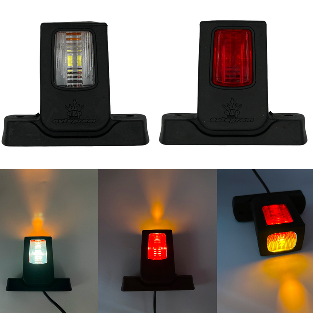 Бічні фонарі LED/ЛІД габарити занесення причепа для вантажних авто 12-24V ріжки в гумовому корпусі - зображення 8